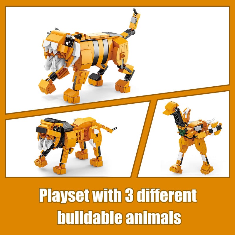 HIGH GODO Creator 3 in 1 Animals Building Set, Owl, Shark, Crocodle, Tiger to Animal Model Toys, Collectible Gifts for Teens Adults 14+ (1084 PCS) - Image 5