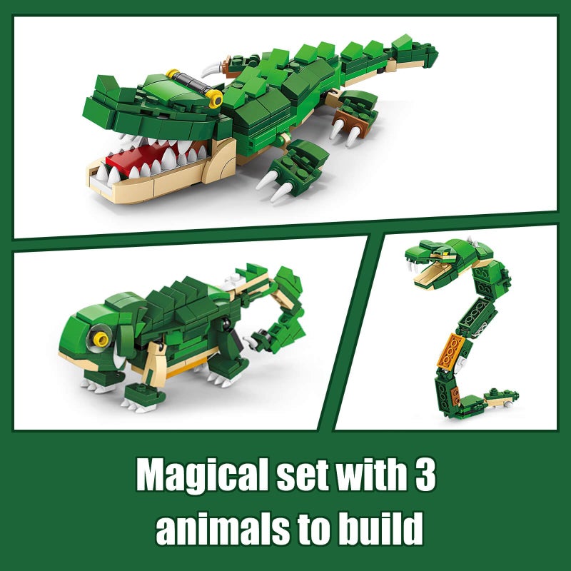 HIGH GODO Creator 3 in 1 Animals Building Set, Owl, Shark, Crocodle, Tiger to Animal Model Toys, Collectible Gifts for Teens Adults 14+ (1084 PCS) - Image 3