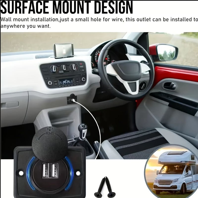 12V 24V Dual USB Car Phone Charger With Blue LED Light For Modified Vehicles Buses - Image 4