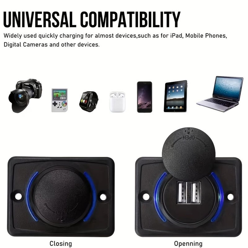 12V 24V Dual USB Car Phone Charger With Blue LED Light For Modified Vehicles Buses - Image 3