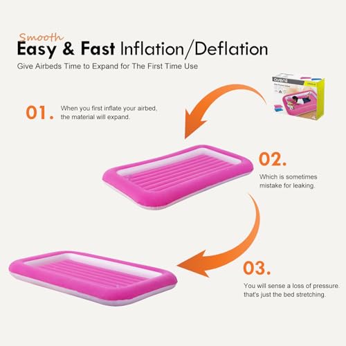 RAPTAVIS Kids Air Mattress Inflatable Toddler Travel Bed with Sides,Pink - Image 5