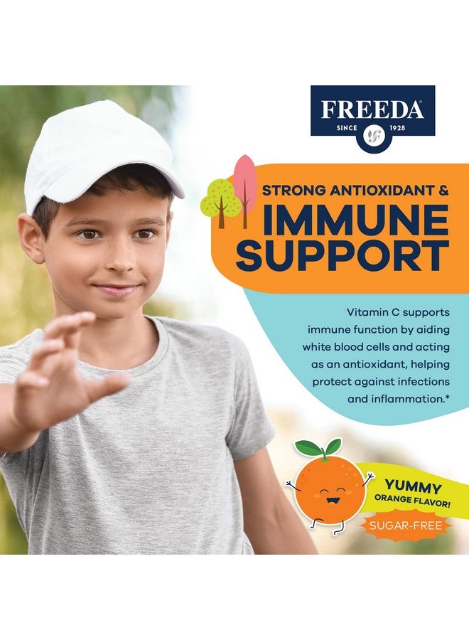 FREEDA Vitamin C Kids Vitamin C Gummies - Kids Sugar Free VIT C Gummy Chewable for Adults, Teens & Children - Certified Kosher, Delicious Orange Flavor, Zero Sugar Immune Support Supplement (60 Ct) - Image 4