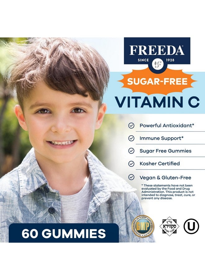FREEDA Vitamin C Kids Vitamin C Gummies - Kids Sugar Free VIT C Gummy Chewable for Adults, Teens & Children - Certified Kosher, Delicious Orange Flavor, Zero Sugar Immune Support Supplement (60 Ct) - Image 2