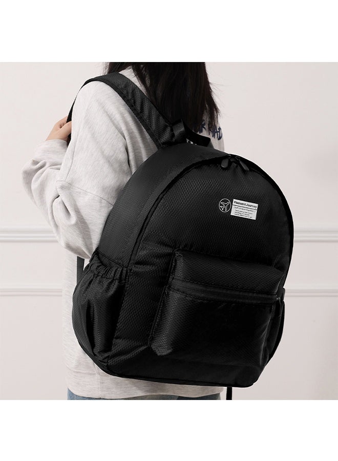 Double Shoulder Folding Backpack Foldable Single Shoulder Storage Bag Handheld Large Capacity Portable Storage Bag for Outdoor Sports Travel Hiking,Black - Image 2