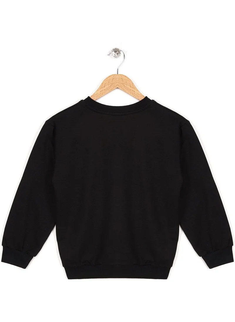 WEWE Crew Neck Long Sleeve Black Color Girls Sweatshirt