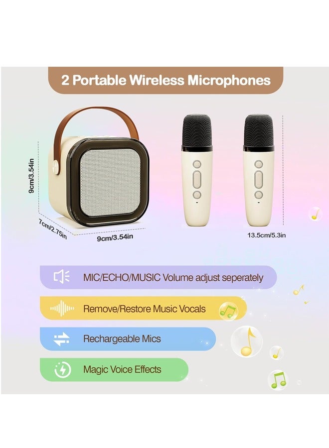 PADOM Portable Karaoke Machine with 2 Wireless Microphone, Mini Bluetooth Speaker Microphone,Gifts for Kids Age 4-12,Boys,Girls,Adults,Party, Home KTV,Outdoor,Travel - Image 2