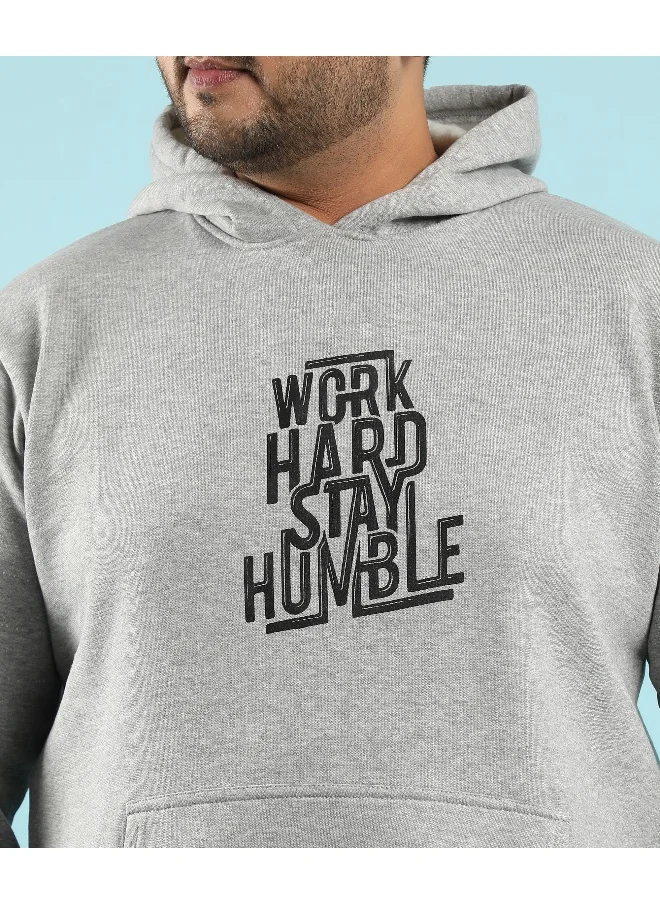 Instafab Plus Instafab Plus Men's Light Grey Work Hard Stay Humble Hoodie