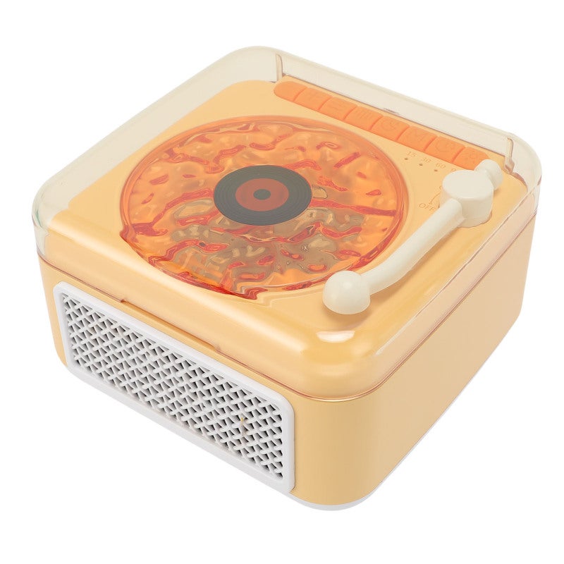 Waves Wireless Bluetooth Speaker Small Record Player Night Light USB Rechargeable Desktop Wave Speaker for Bedroom Party Yellow - Image 3