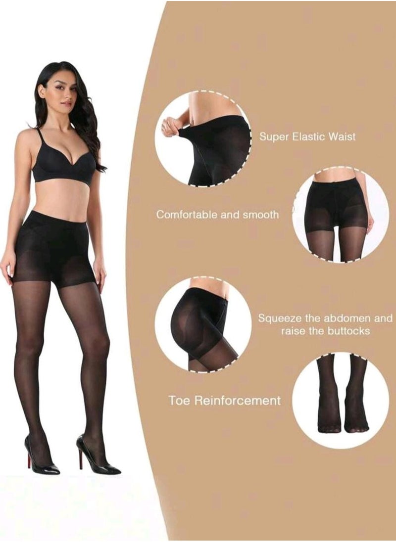 Shein /2/ Packs Solid Slim Tights, High Waist Semi-Sheer Footed Pantyhose, Women's Stockings & Hosiery  - Image 2