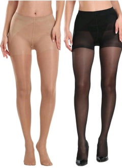 Shein /2/ Packs Solid Slim Tights, High Waist Semi-Sheer Footed Pantyhose, Women's Stockings & Hosiery  - Image 1