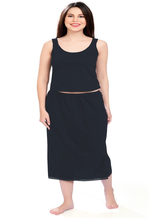 mybody Black Maxi Pack 1 Inskirt for Women | Single Piece Saree Shapewear | Stretchable Cotton Blend Long Petticoat | Seamless Saree Underskirt | Comfortable Daily Wear | Ethnic Wear Support Skirt - Image 1