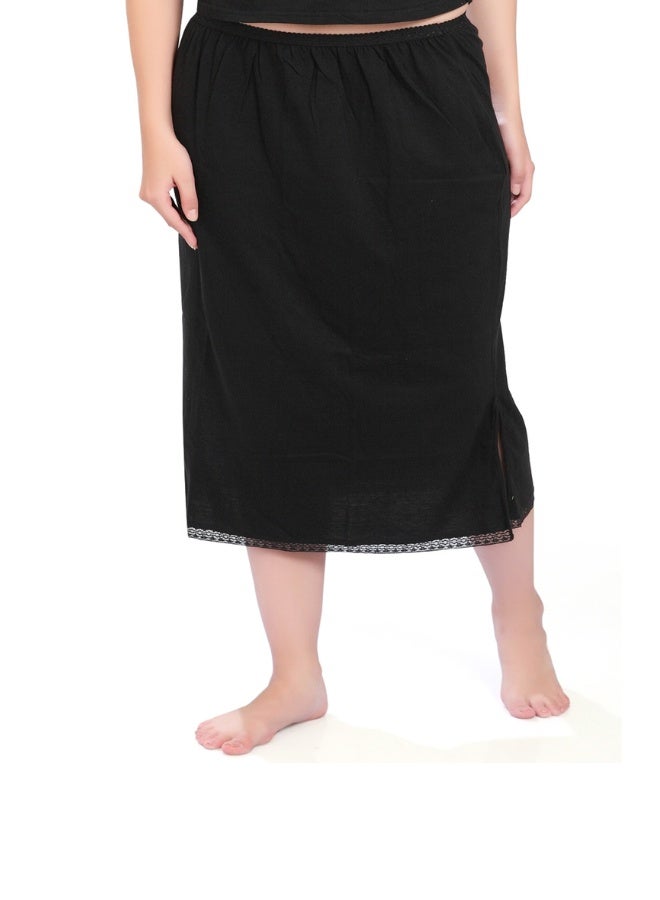 mybody Black Maxi Pack 1 Inskirt for Women | Single Piece Saree Shapewear | Stretchable Cotton Blend Long Petticoat | Seamless Saree Underskirt | Comfortable Daily Wear | Ethnic Wear Support Skirt - Image 2