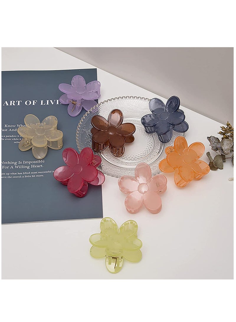 SYOSI 8 Pieces Small Acrylic Hair Claw Clips Flower Shaped Plastic Jaw Clips Non Slip Hair Clamps Barrette Hair Accessories for Women Girls Headwear  - Image 1
