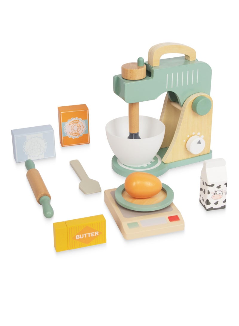 Excefore Wooden Toy Mixer Set, Non Toxic Toddler Play Kitchen Toys, Kids Play Kitchen Accessories, Pretend Play Food Sets for Kids, Montessori Learning Toy Gift for 3+ - Image 1