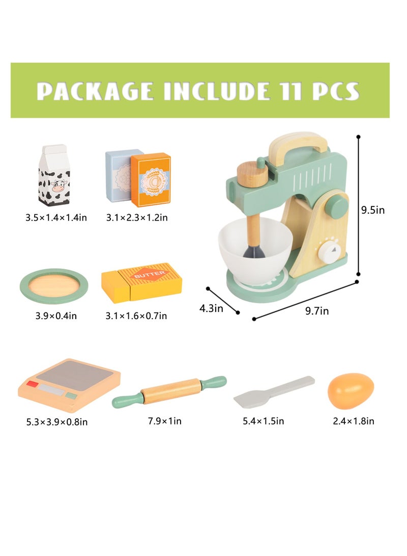 Excefore Wooden Toy Mixer Set, Non Toxic Toddler Play Kitchen Toys, Kids Play Kitchen Accessories, Pretend Play Food Sets for Kids, Montessori Learning Toy Gift for 3+ - Image 2