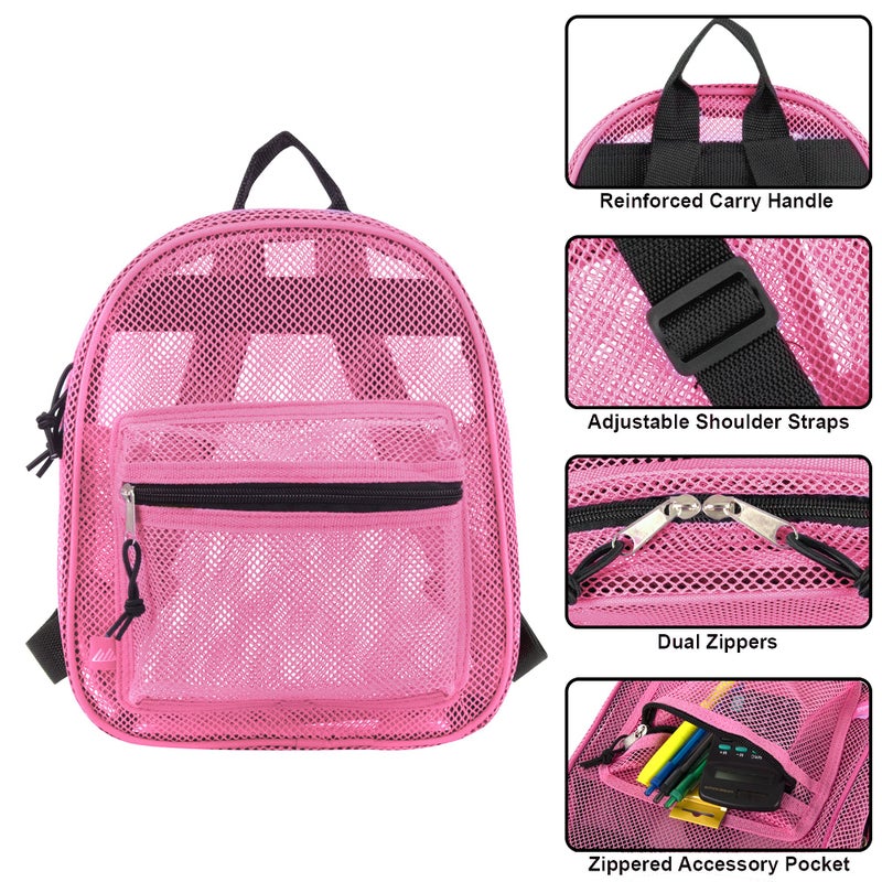Summit Ridge Mini Mesh Backpack for Women, Men, Beach Toys, Pool, and Swimming Gear; Mini Transparent Backpacks with Padded Straps (Pink) - Image 2