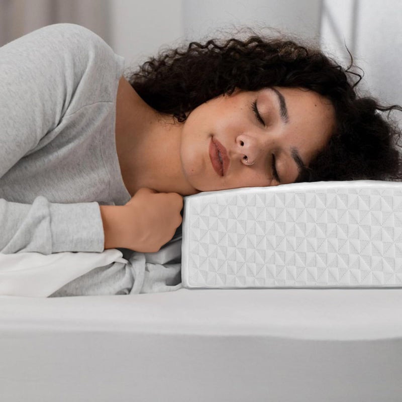 COLDHUNTER Cube Pillow Pro for Side Sleepers Memory Foam Bed Pillow Soft Pillow Supportive Head Neck and Shoulder Pain Relief White24x12x5