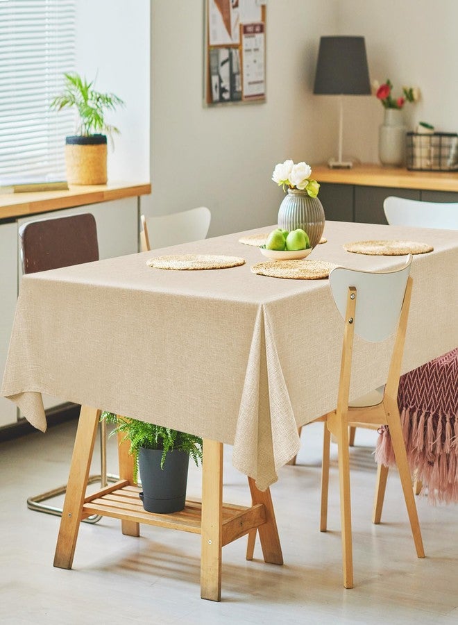 Hereisa Linen Textured Rectangle Tablecloth, Waterproof & Stain Resistant Fabric Table Cloth, Wrinkle Free Linen Dining Decorative Farmhouse Table Cover for Dining/Buffet/Wedding, 52 x 70 Inch, Beige - Image 2