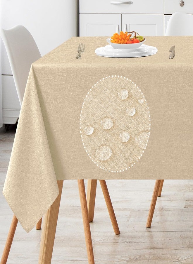 Hereisa Linen Textured Rectangle Tablecloth, Waterproof & Stain Resistant Fabric Table Cloth, Wrinkle Free Linen Dining Decorative Farmhouse Table Cover for Dining/Buffet/Wedding, 52 x 70 Inch, Beige - Image 1