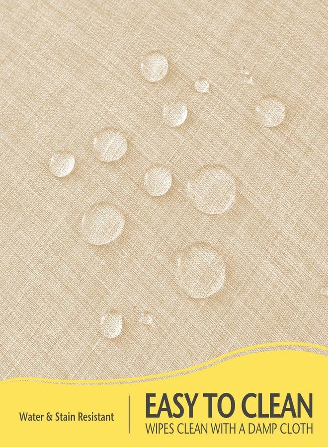 Hereisa Linen Textured Rectangle Tablecloth, Waterproof & Stain Resistant Fabric Table Cloth, Wrinkle Free Linen Dining Decorative Farmhouse Table Cover for Dining/Buffet/Wedding, 52 x 70 Inch, Beige - Image 4