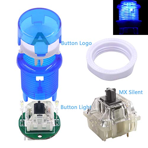 SJ@JX Arcade 2 Player Game Controller Stick DIY Kit LED Buttons MX Microswitch 8 Way Joystick USB Encoder Cable for PC MAME Raspberry Pi Red Blue - Image 4