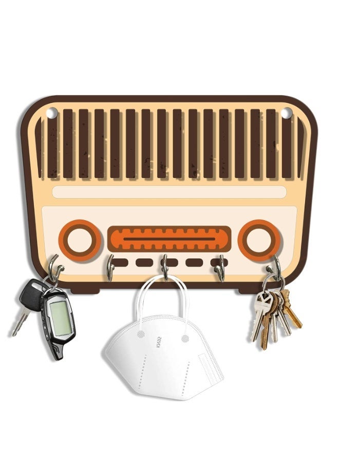 Artvibes Unique Stylish Wooden Key Holder for Wall Decor with Stylish Stainless Steel 5 Hooks Beautiful Key Organizer for Home Decoration(KH_801N) - Image 3