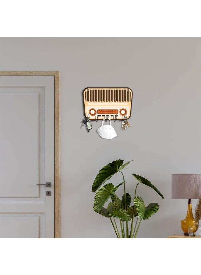 Artvibes Unique Stylish Wooden Key Holder for Wall Decor with Stylish Stainless Steel 5 Hooks Beautiful Key Organizer for Home Decoration(KH_801N) - Image 5
