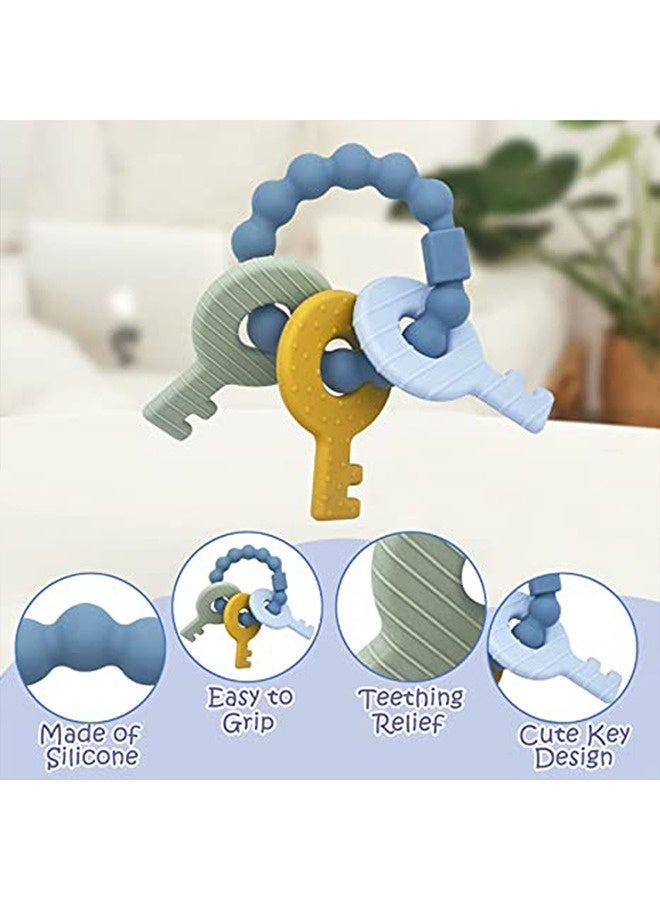 Silicone Teether Bracelet Cute Babies Teething Ring Unisex Teething Toy for Baby Silicone Chew Bracelet Blue - Image 5