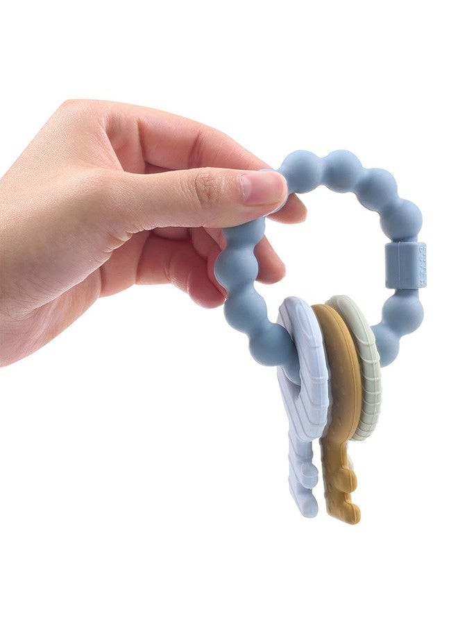Silicone Teether Bracelet Cute Babies Teething Ring Unisex Teething Toy for Baby Silicone Chew Bracelet Blue - Image 4