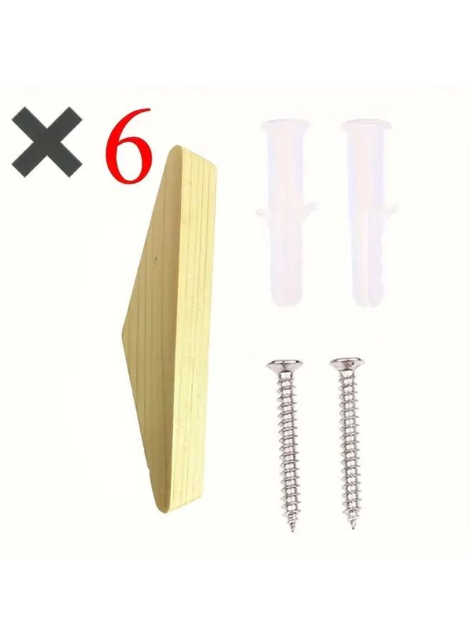 6pcs Oak Wall Hooks Multi Functional Coat Hat Hanger For Jackets Scarves Towels - Image 1