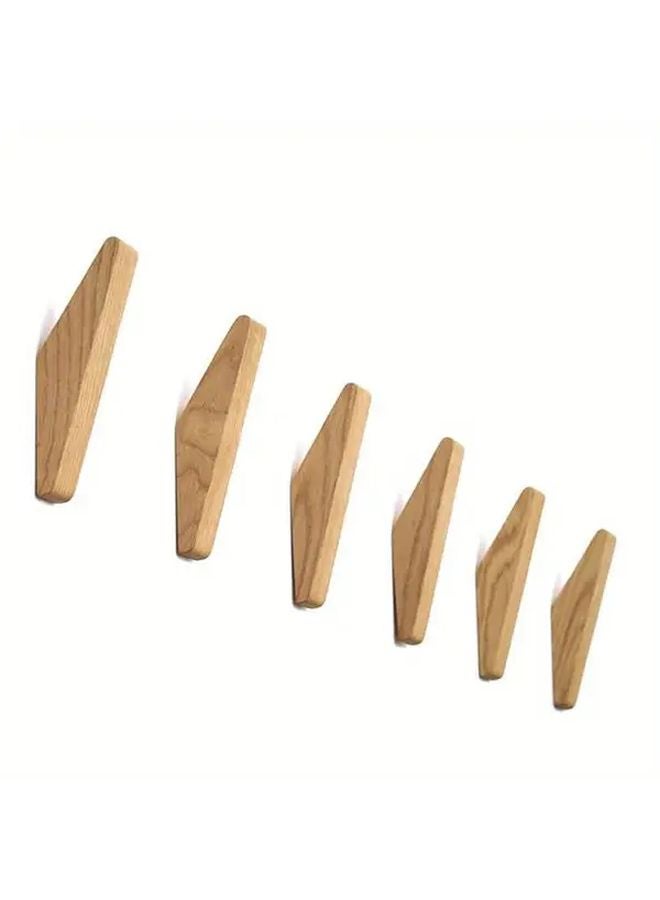 6pcs Oak Wall Hooks Multi Functional Coat Hat Hanger For Jackets Scarves Towels - Image 4
