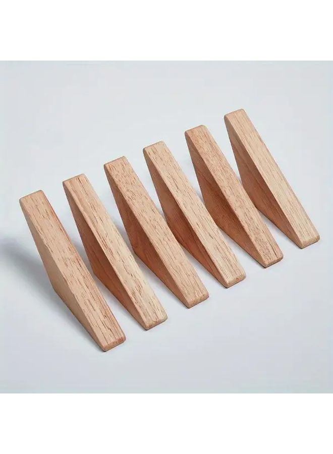 6pcs Oak Wall Hooks Multi Functional Coat Hat Hanger For Jackets Scarves Towels - Image 3