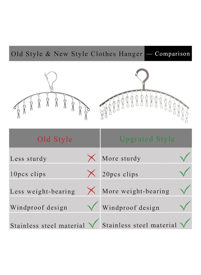 SYOSI Stainless Steel Laundry Drying Rack Windproof Clothes Hangers with 20 Clips - Image 5