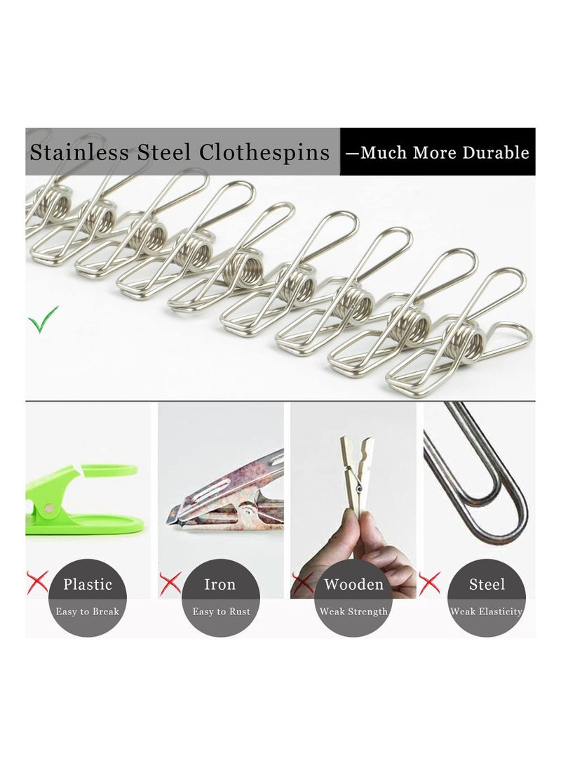 SYOSI Stainless Steel Laundry Drying Rack Windproof Clothes Hangers with 20 Clips - Image 4