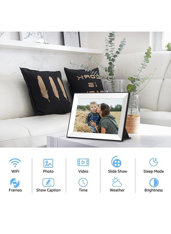 XiuWoo - Frameo Digital Picture Frame,WiFi Slideshow Digital Photo Frame with 10.1 Inch IPS Touch Screen,Load from Phone to 32GB Digital Frame,Smart Rotating Pictures via White Electronic Picture Frame,Gift - Image 1
