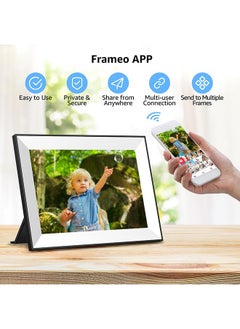 XiuWoo Frameo Digital Picture Frame,WiFi Slideshow Digital Photo Frame with 10.1 Inch IPS Touch Screen,Load from Phone to 32GB Digital Frame,Smart Rotating Pictures via White Electronic Picture Frame,Gift  - Image 5
