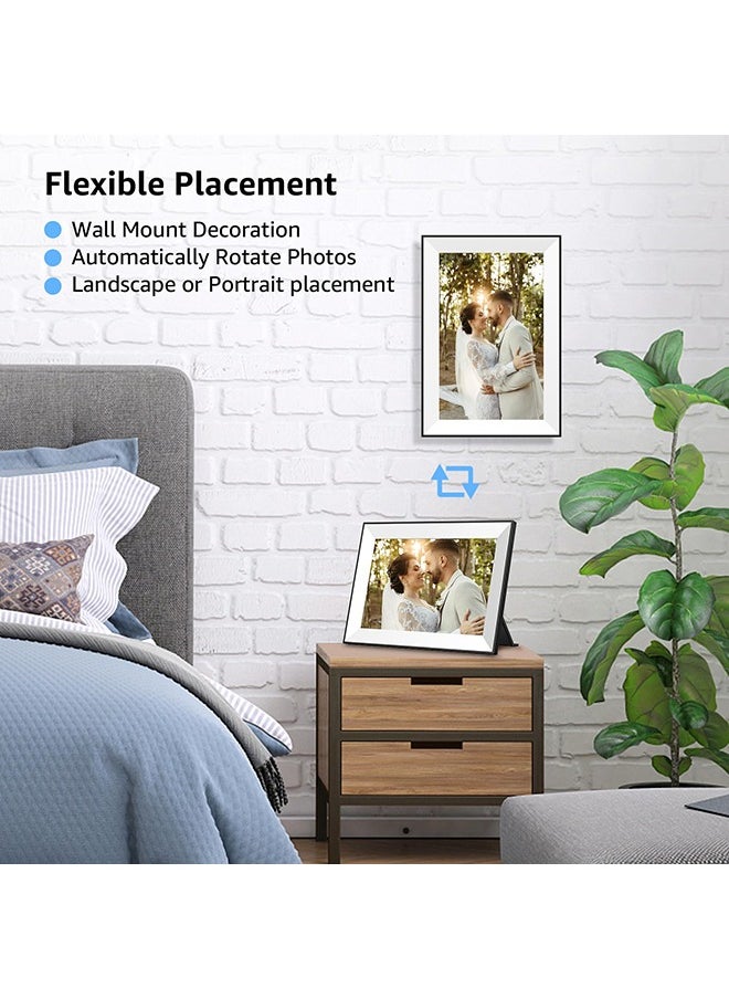 XiuWoo - Frameo Digital Picture Frame,WiFi Slideshow Digital Photo Frame with 10.1 Inch IPS Touch Screen,Load from Phone to 32GB Digital Frame,Smart Rotating Pictures via White Electronic Picture Frame,Gift - Image 1