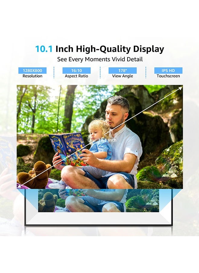 XiuWoo - Frameo Digital Picture Frame,WiFi Slideshow Digital Photo Frame with 10.1 Inch IPS Touch Screen,Load from Phone to 32GB Digital Frame,Smart Rotating Pictures via White Electronic Picture Frame,Gift - Image 1