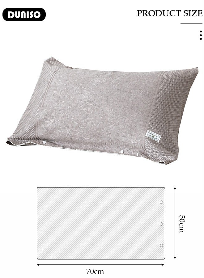 DUNISO 2 Pieces Cooling Pillowcases, Comfortable Breathable Pillow Covers with Button, Anti-slip Detachable Pillow Cases for Dorm Rooms, Guest Room and Bedroom  - Image 4