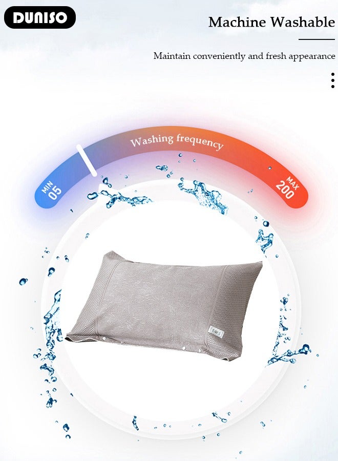 DUNISO 2 Pieces Cooling Pillowcases, Comfortable Breathable Pillow Covers with Button, Anti-slip Detachable Pillow Cases for Dorm Rooms, Guest Room and Bedroom  - Image 5