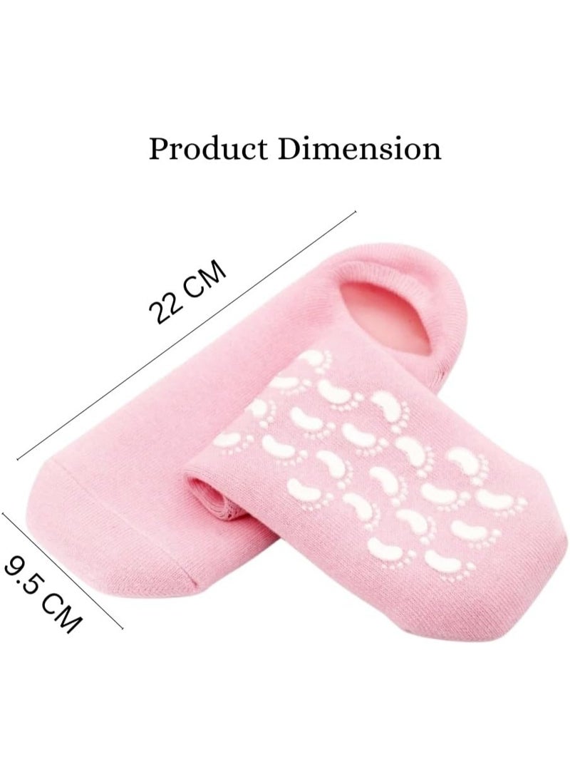 Meetion Pink Moisturize Soften Repair Cracked Skin Moisturizing Treatment Gel Spa Socks (1 Pair) - Image 2