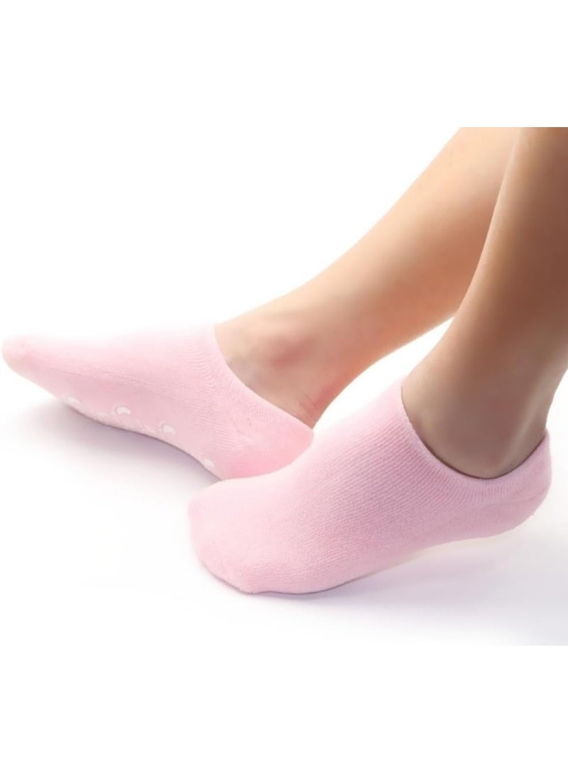 Meetion Pink Moisturize Soften Repair Cracked Skin Moisturizing Treatment Gel Spa Socks (1 Pair) - Image 3