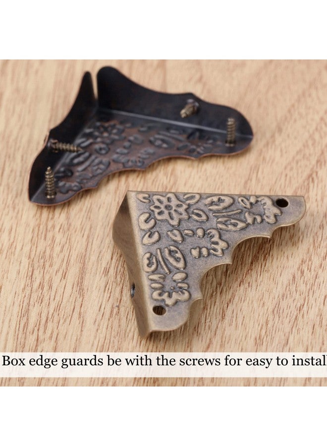 Yetaha Antique Decorative Corner Protectors, Yetaha 12PCS Retro Bronze Box Corner Carve Patterns Edge Safety Guards for Furniture Hardware Desk Jewelry Chest Wood Cases, with Nails - Image 4