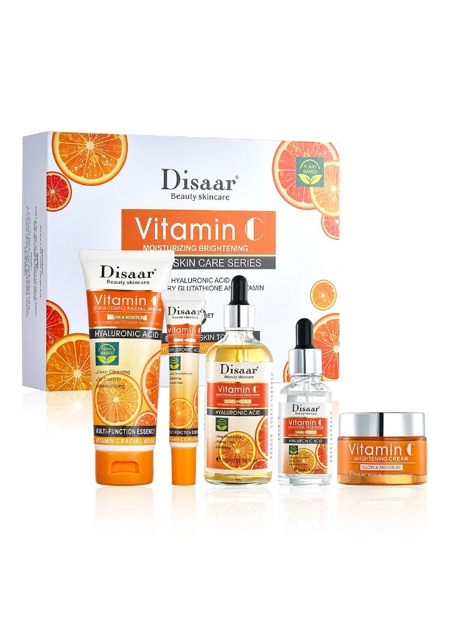 Disaar Disaar Skincare & Beauty Set – 5-Piece Face Care Kit with Vitamin C Serum, Moisturizer & Hydrating Treatments  - Image 1