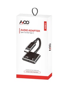 AVOO Adapter USB C hub, headphones, and 2-in-1 dual C charger with fast charging, compatible with all devices with a Type-C port (black).  - Image 1