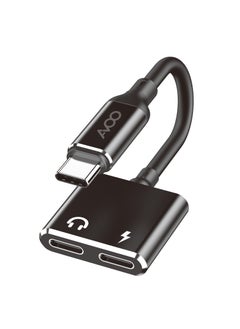 AVOO Adapter USB C hub, headphones, and 2-in-1 dual C charger with fast charging, compatible with all devices with a Type-C port (black).  - Image 2