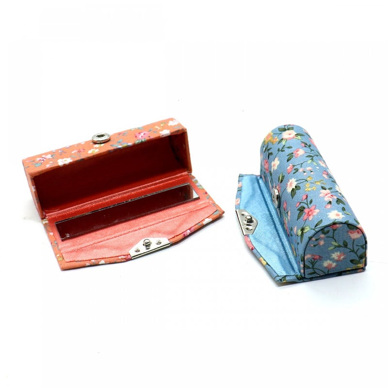 Senseyo 4 Pcs Ladies Floral Lipstick Case Holder With Mirror  Cosmetic Storage Kit Makeup Travel Cases Organizer Bag For Purse - Image 4