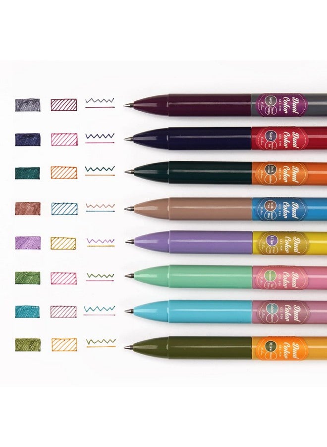 WRITECH Retractable Gel Ink Pens: Multi Colored 2 In 1 Colorful Click Pen Assorted Color 8Ct Extra Fine Point Tip 0.5Mm Journaling Smooth Writing Note Taking Coloring No Bleed & Smear Smudge  - Image 2