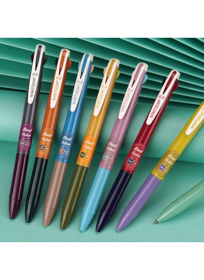 WRITECH Retractable Gel Ink Pens: Multi Colored 2 In 1 Colorful Click Pen Assorted Color 8Ct Extra Fine Point Tip 0.5Mm Journaling Smooth Writing Note Taking Coloring No Bleed & Smear Smudge  - Image 4