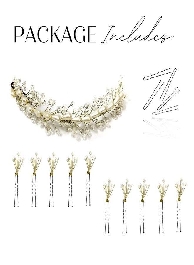 Ansh Attractive Artificial Metal White Stones with Golden Beads Hair Pins/Clips/Juda Pins | Hair Accessories for Women & Girls (Combo Pack of 2493 & 2531) - Image 5